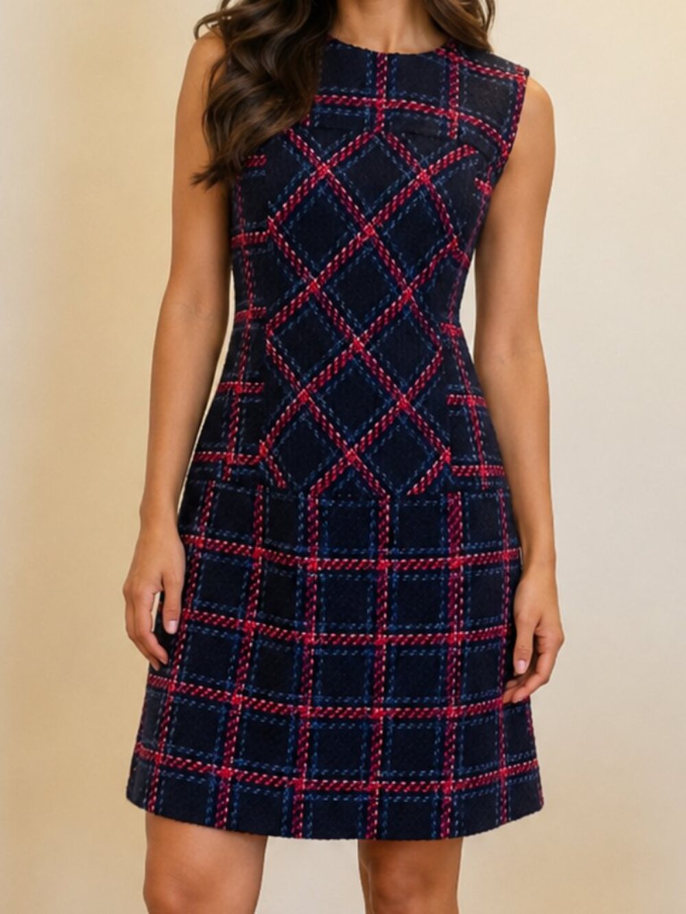 SHOSHANNA PLAID TWEED DRESS MEDIUM
